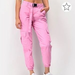 Zumiez Buckle Belt Pink Cargo Pants